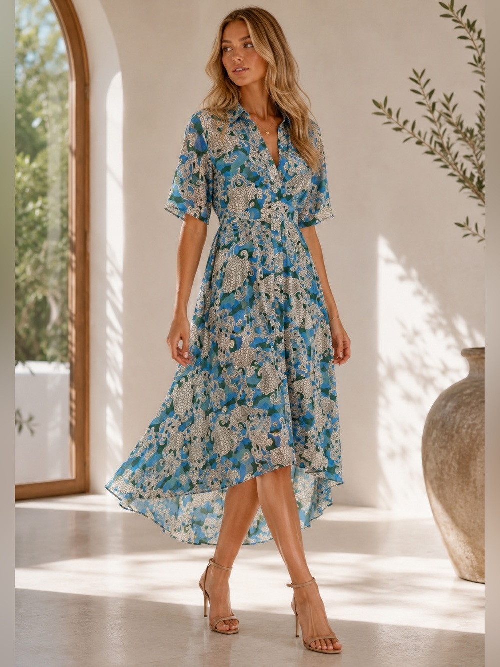 New with tags Equipment Nicolette dress sz 0 blue green tea length from Revolve